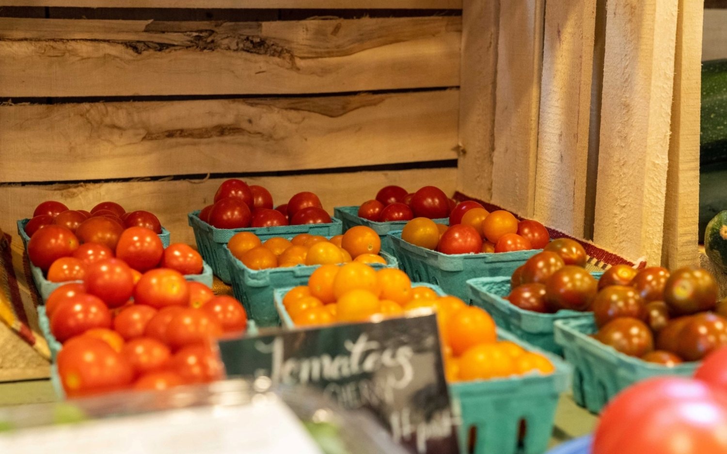 Tomatoes in the market shed